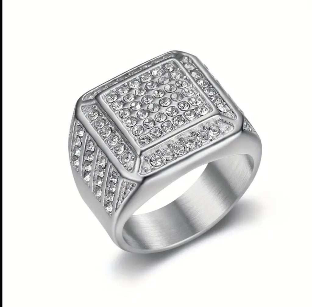 Iced Champion Ring - Edelstahl Ring mit Steinen besetzt