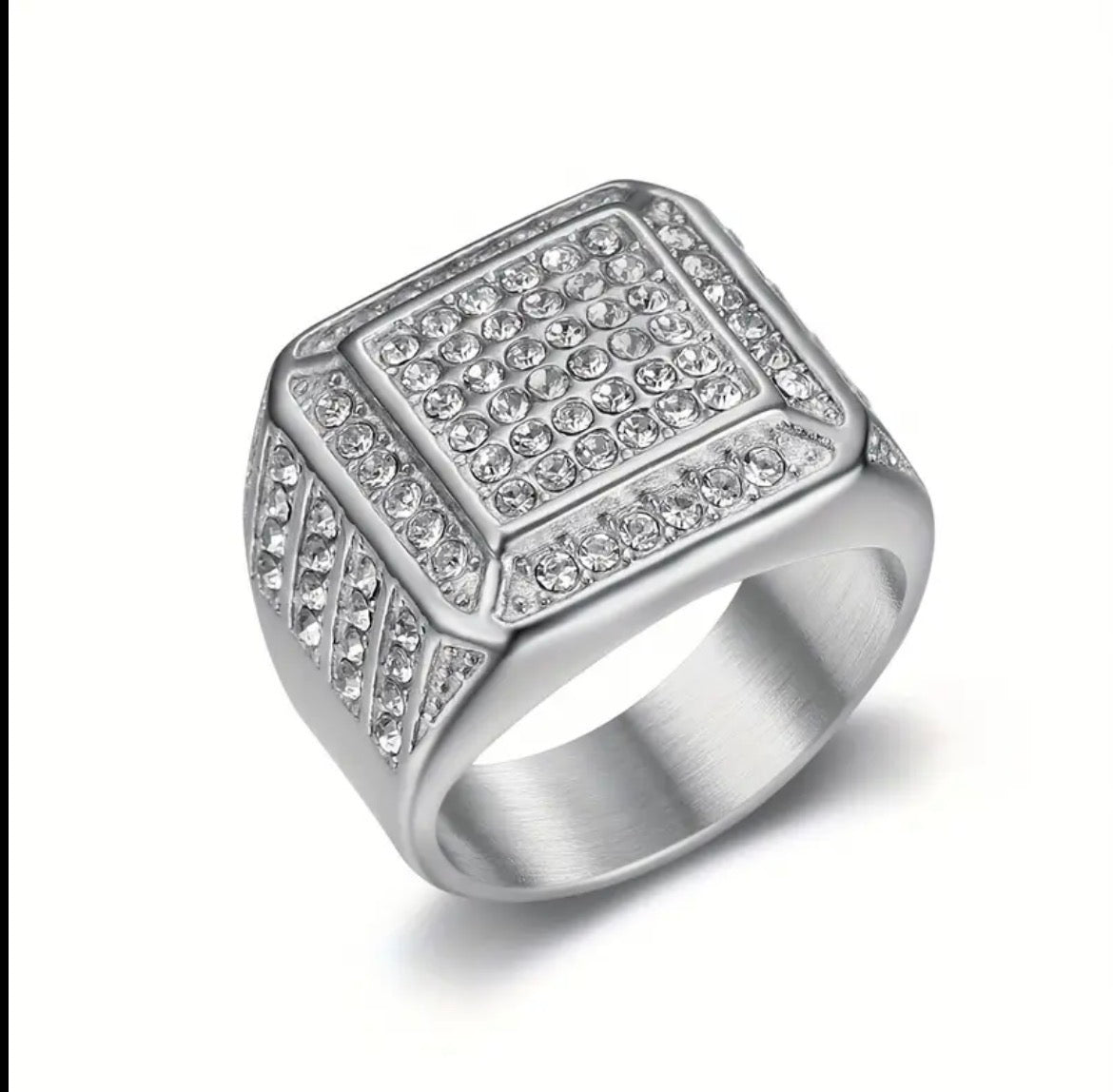 Iced Champion Ring - Edelstahl Ring mit Steinen besetzt